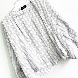 ESKANDAR 100% linen light open cardigan jacket stripes lagenlook size 0 neutrals